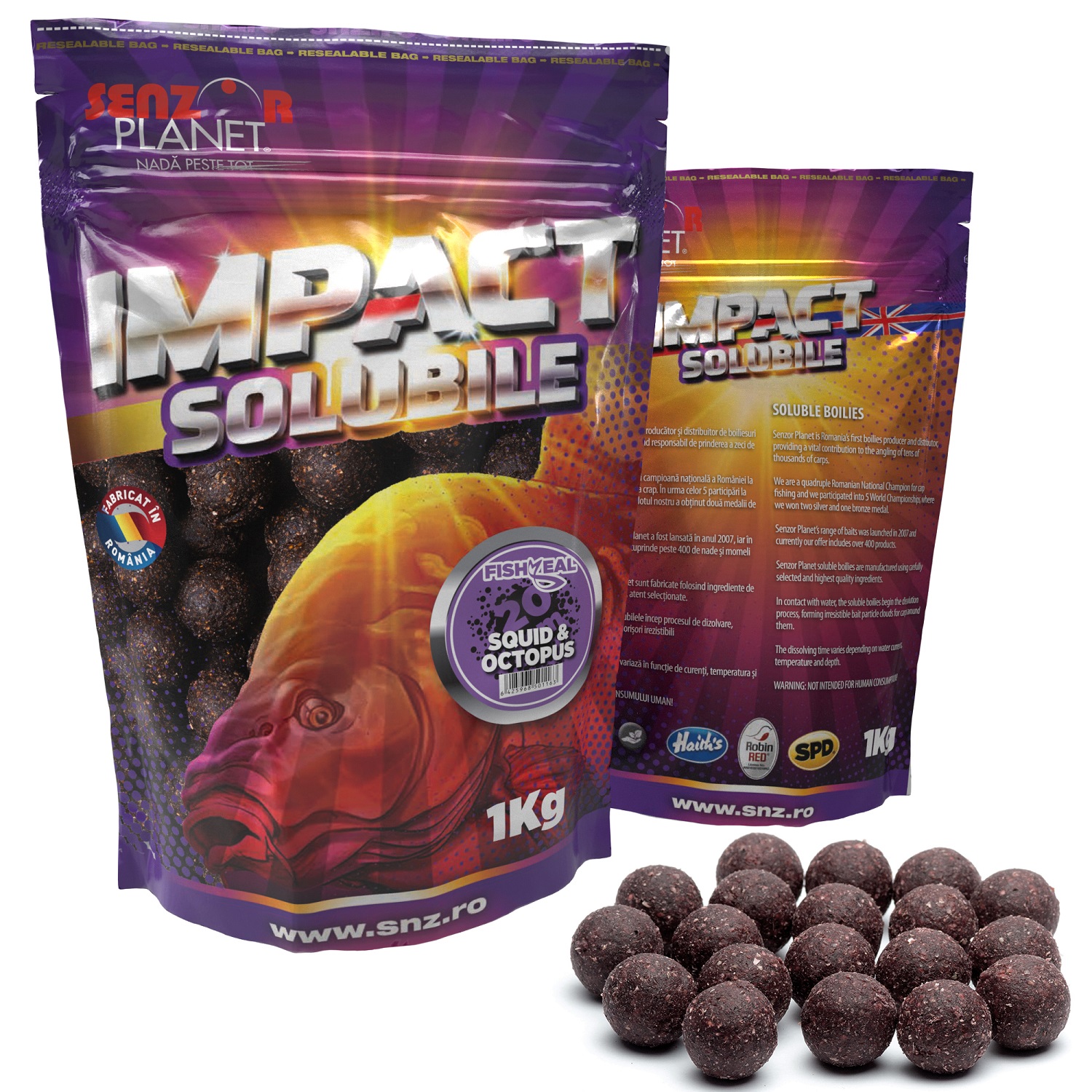 Boilies solubil Senzor Planet 20mm, Squid&Octopus, 1kg