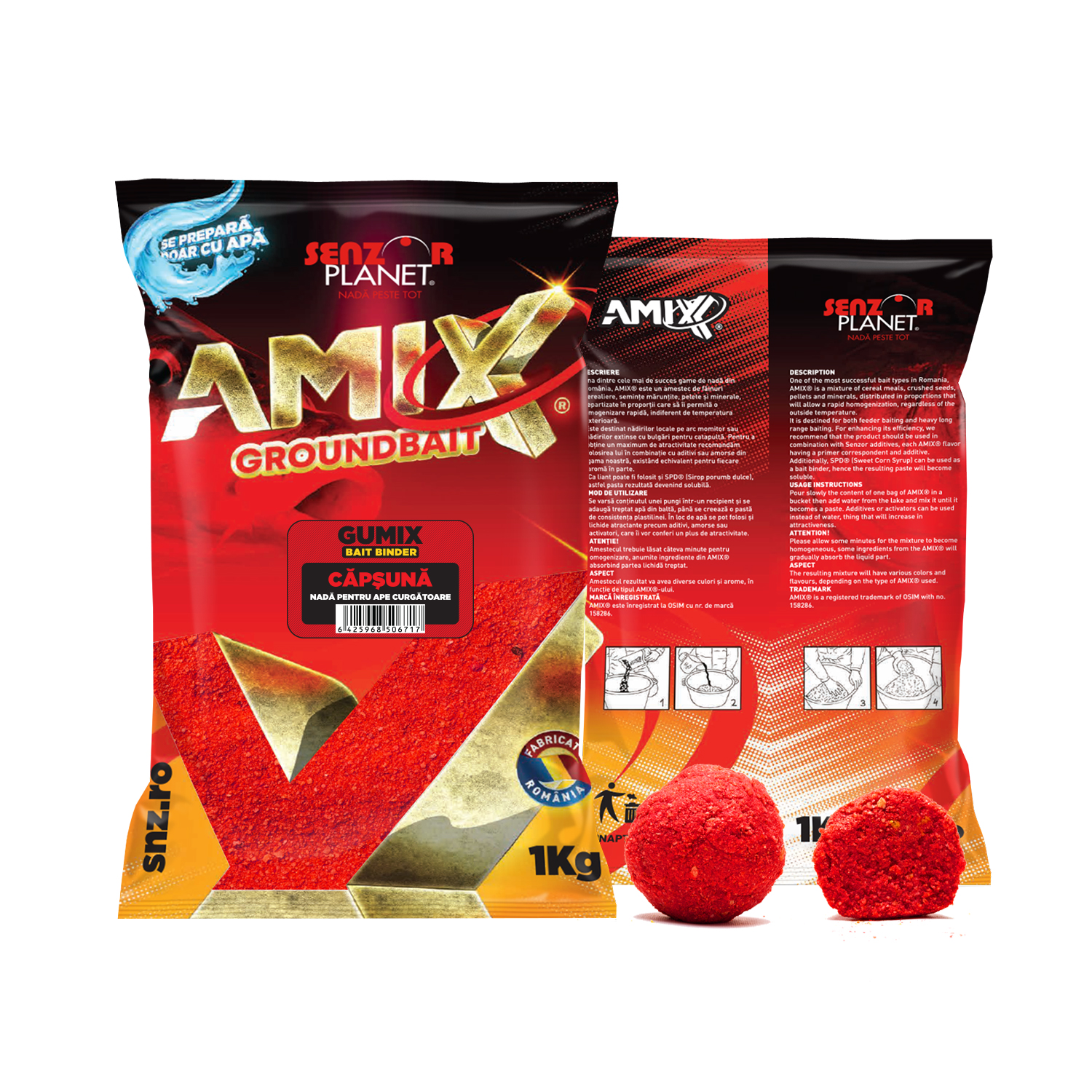 Groundbait Senzor Planet Gumix, Căpșună, 1kg
