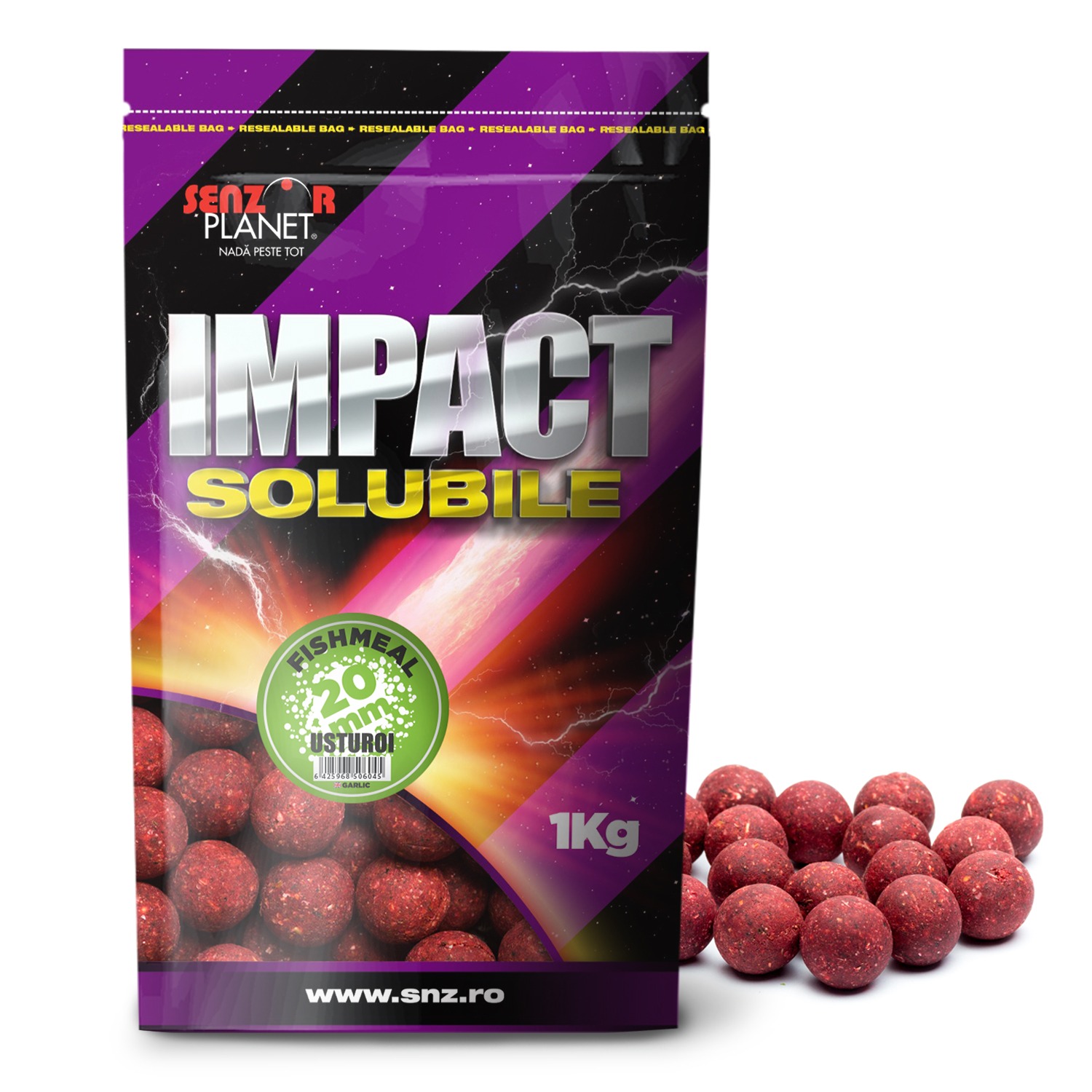 Boilies solubil Senzor Planet 20mm, Usturoi, 1kg