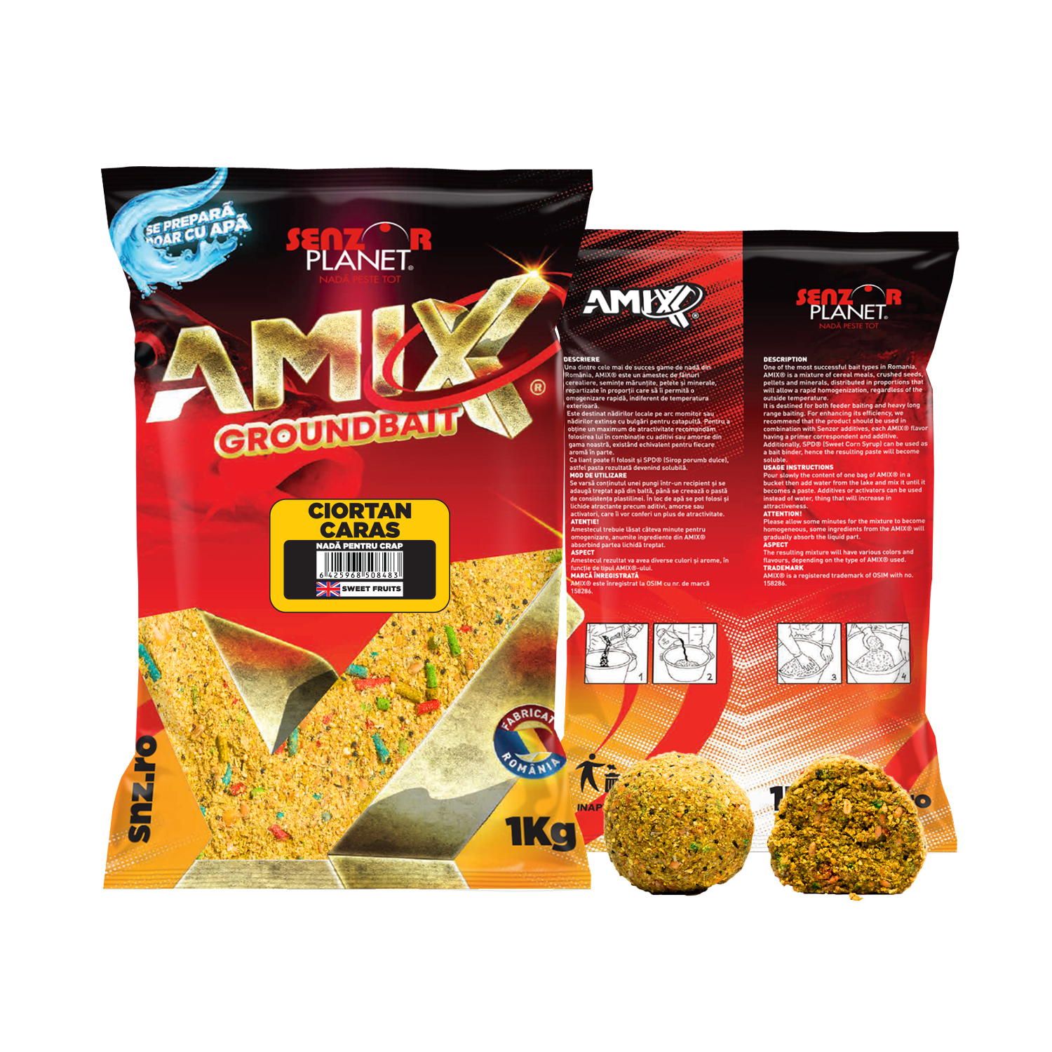 Nadă Senzor Planet AMIX Groundbait, Ciortan Caras, 1kg