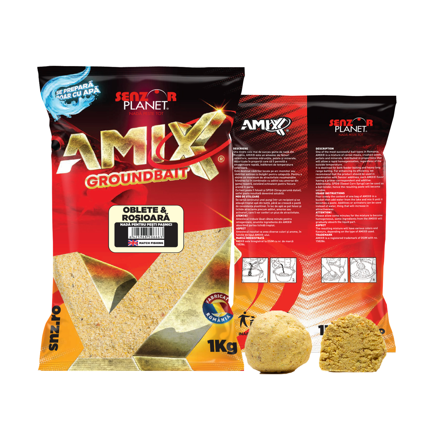 Nadă Senzor Planet AMIX Groundbait, Oblete Roșioară, 1kg