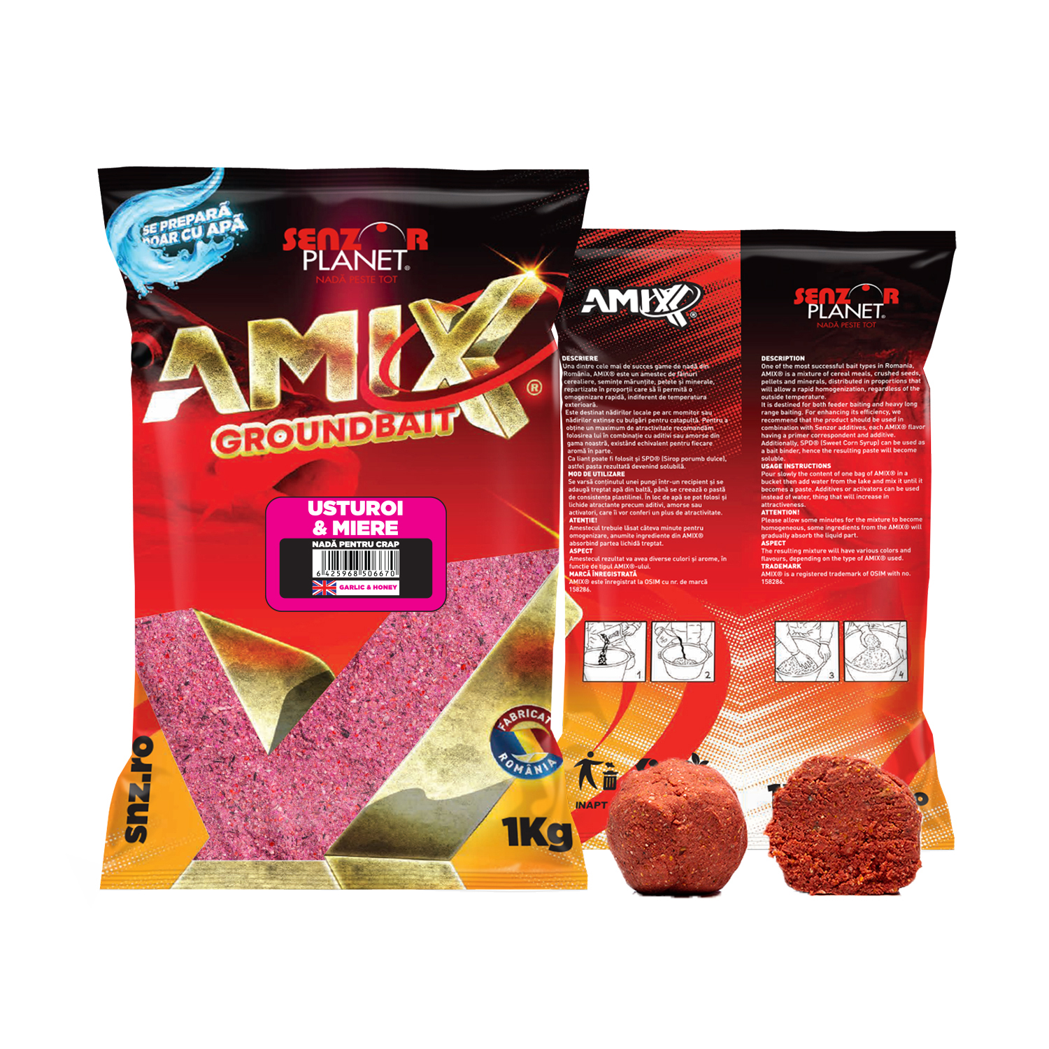 Nadă Senzor Planet AMIX Groundbait, Usturoi Miere, 1kg