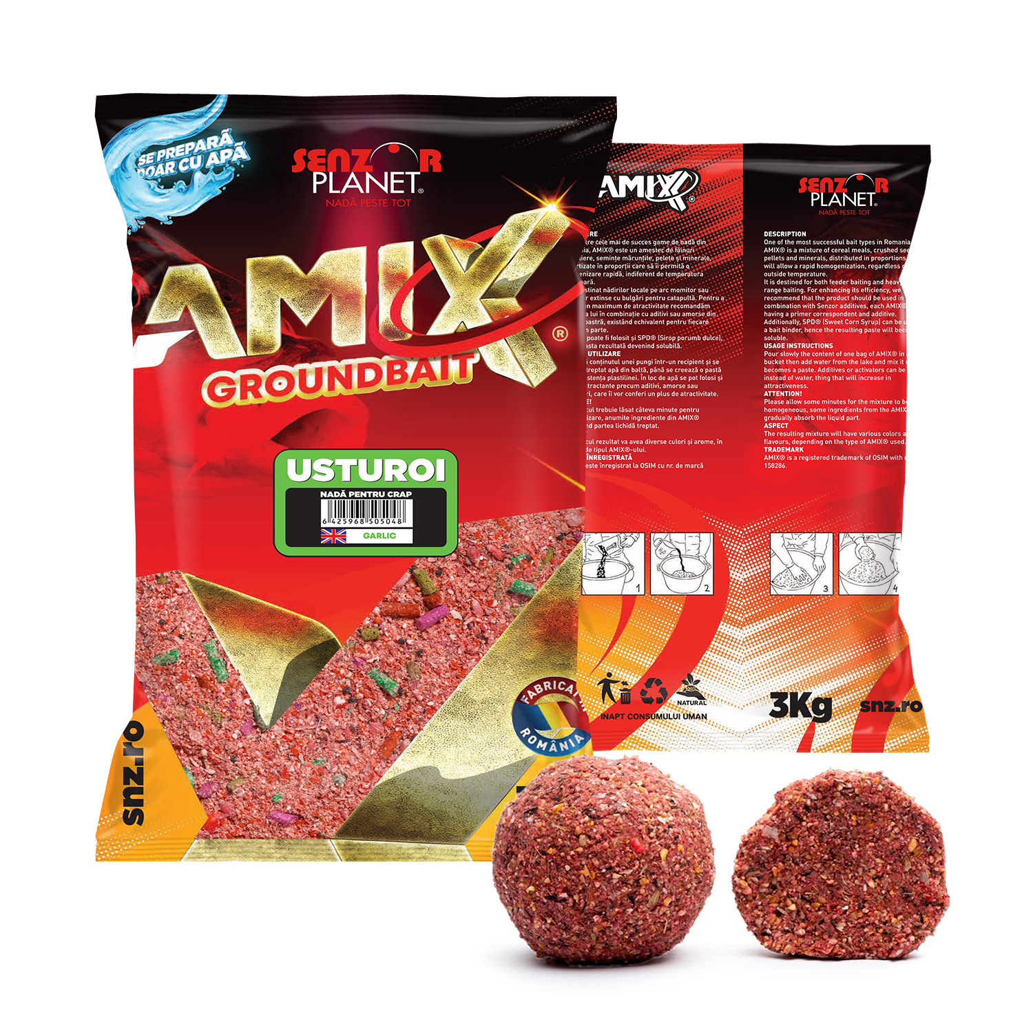 Nadă Senzor Planet AMIX Groundbait, Usturoi, 3kg