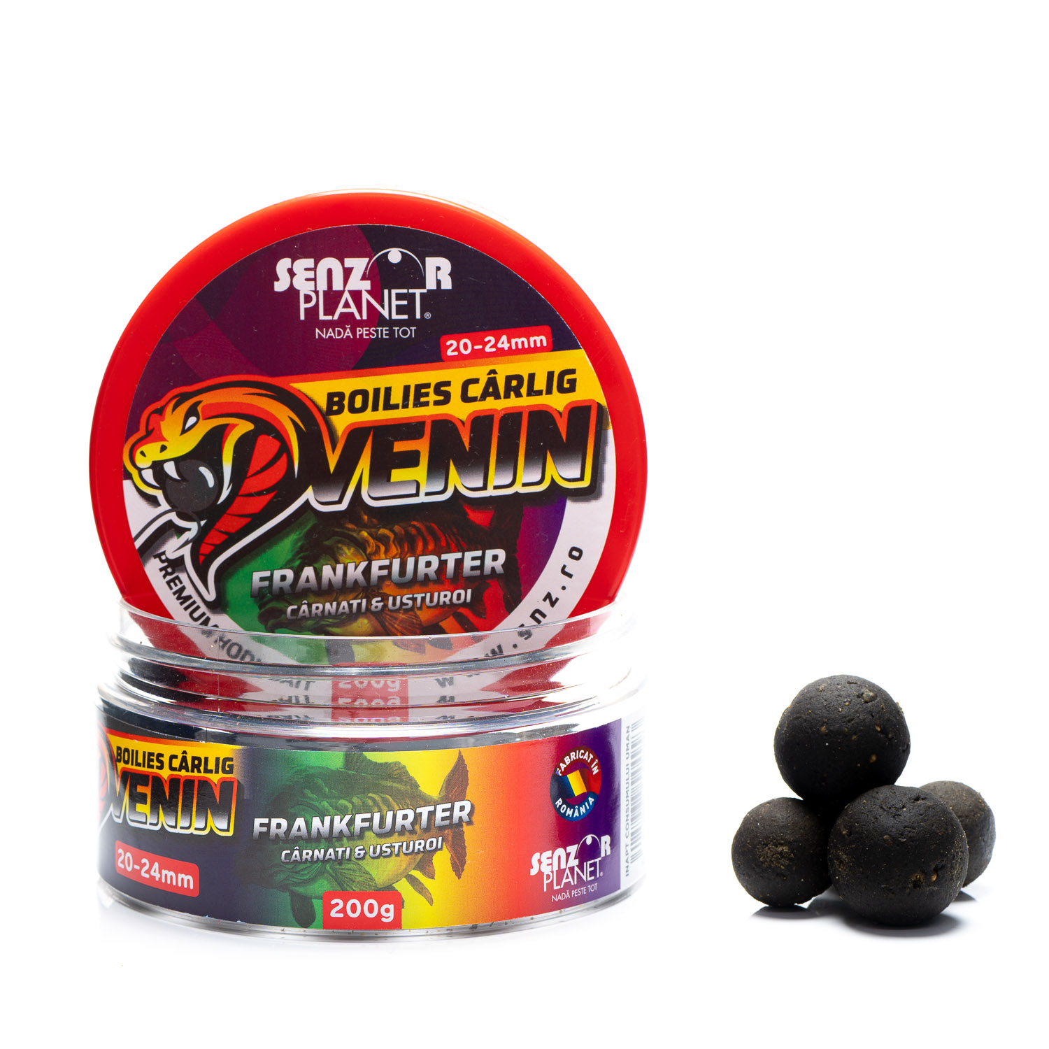 Boilies pentru cârlig Senzor Planet Venin 20-24mm, Frankfurter (Cârnați & Usturoi), 200g