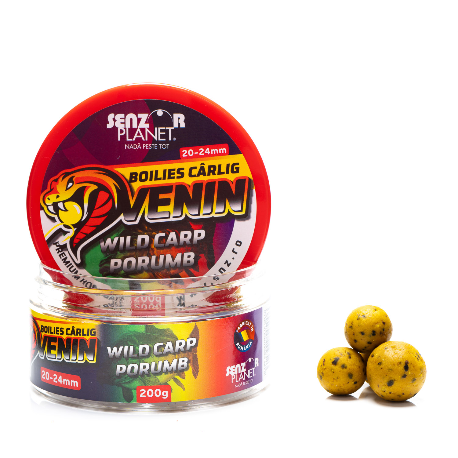 Boilies pentru cârlig Senzor Planet Venin 20-24mm, Wild Carp Porumb, 200g