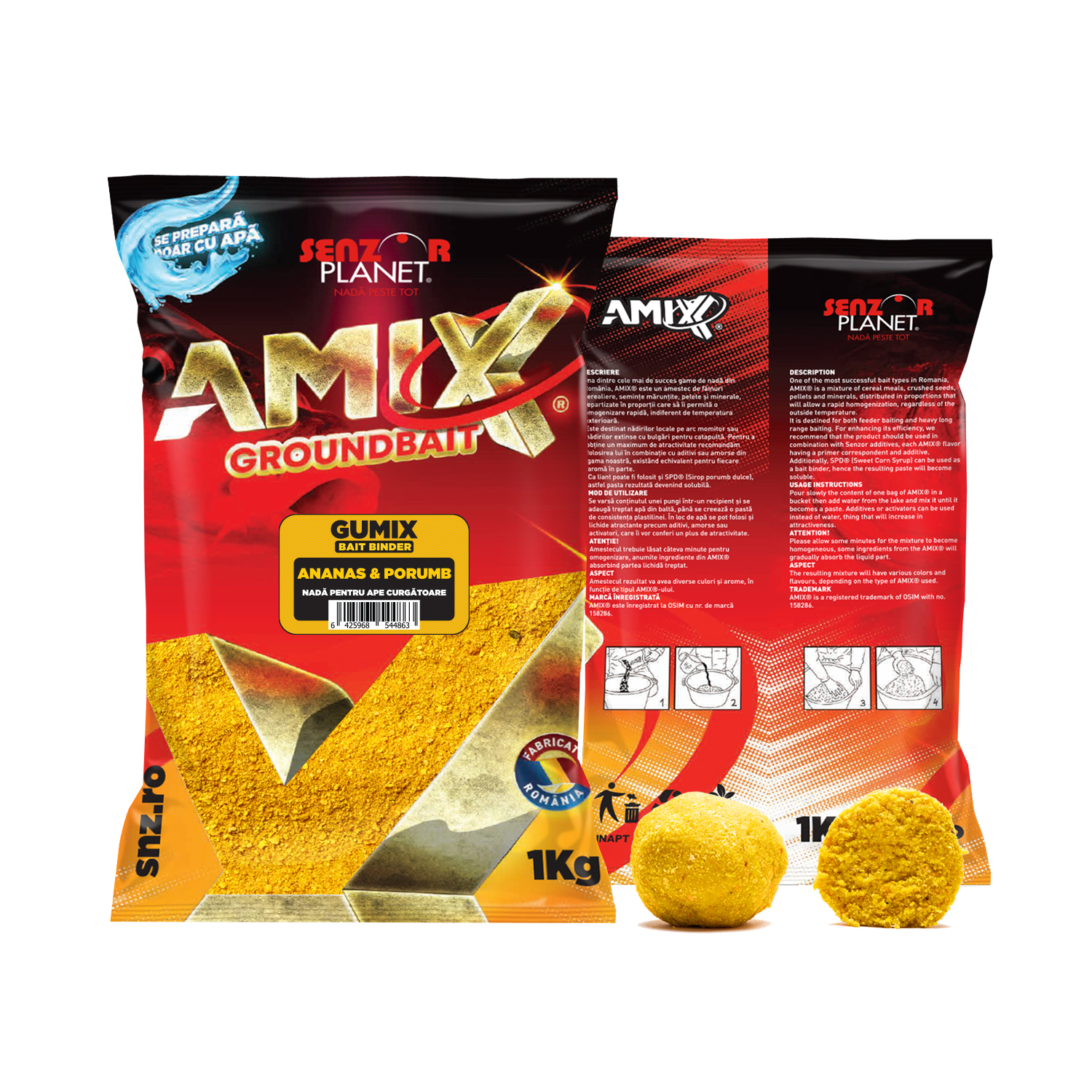 Groundbait Senzor Planet Gumix, Ananas & Porumb, 1kg
