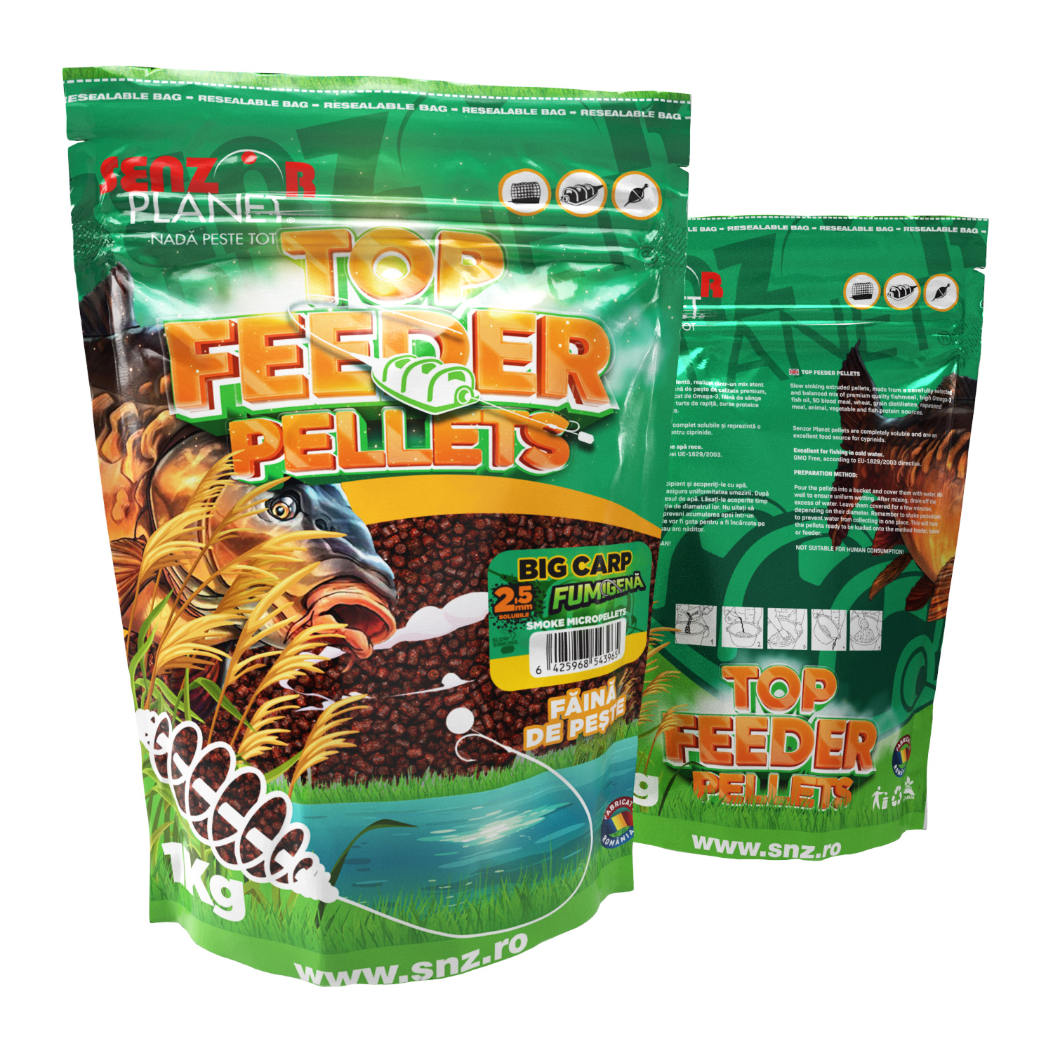 Pelete Senzor Planet Top Feeder Pellets Fumigenă, 2.5mm, Big Carp, 1kg