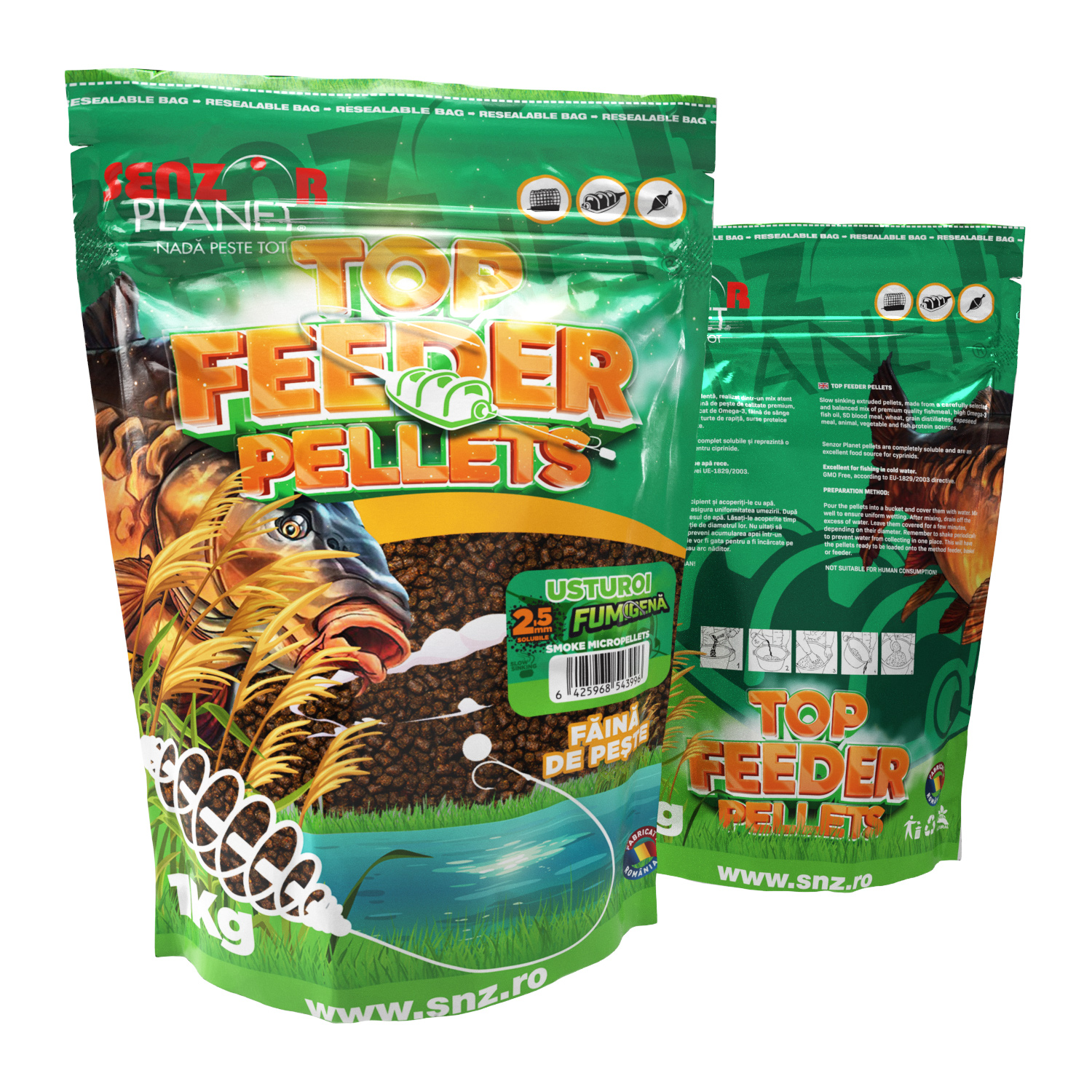 Pelete Senzor Planet Top Feeder Pellets Fumigenă, 2.5mm, Usturoi, 1kg