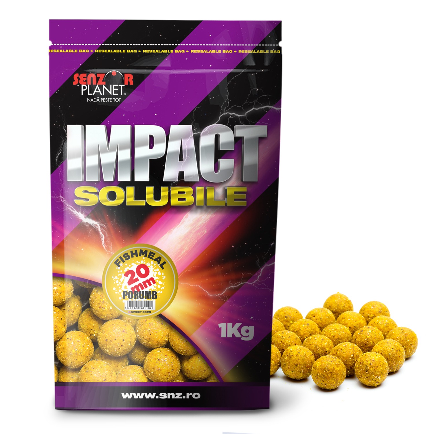 Boilies solubil Senzor Planet 20mm, Porumb, 1kg