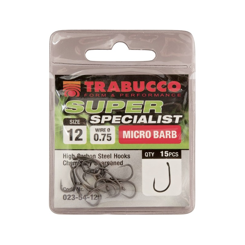 Cârlige Trabucco Super Specialist Micro Barb, Nr.8, 15buc/plic