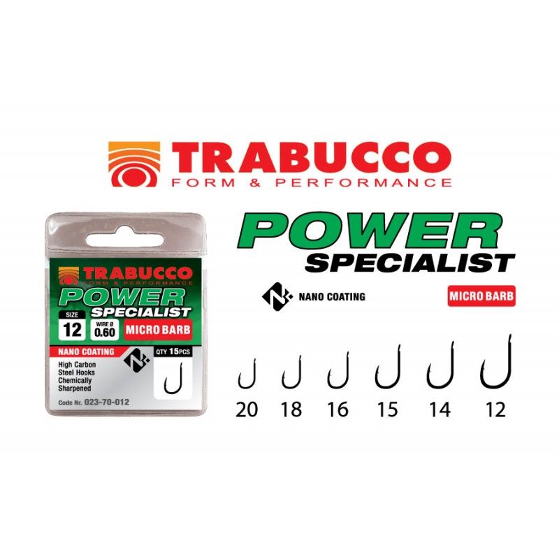 Cârlige Trabucco Power Specialist Micro Barb, Nr.18, 15buc/plic