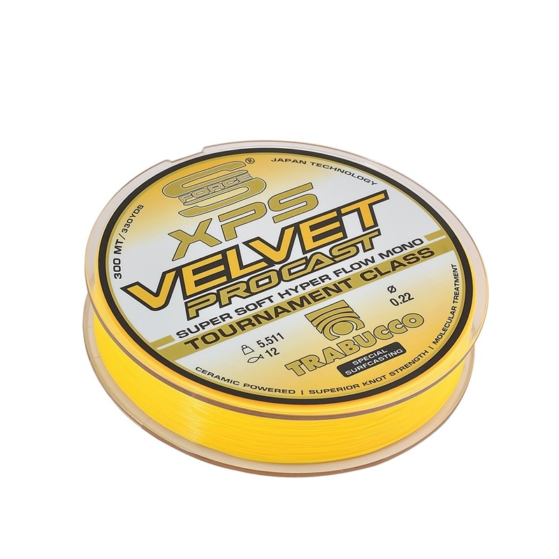 Fir monofilament Trabucco S-Force XPS Velvet Procast, Yellow, 0.18mm/3.34kg/600m