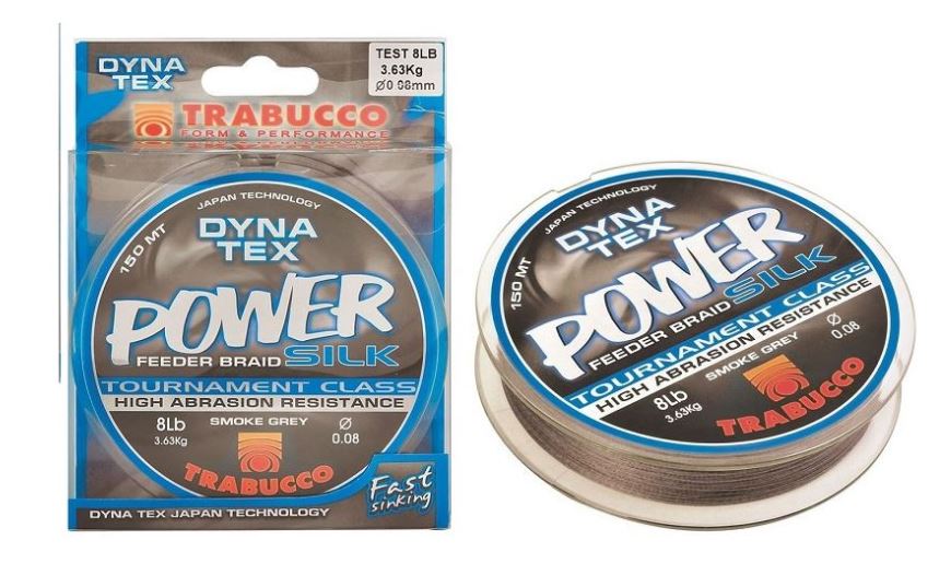 Fir textil Trabucco Dyna-Tex Power Silk Feeder Braid, Smoke Grey, 0.08mm/3.6kg/100m