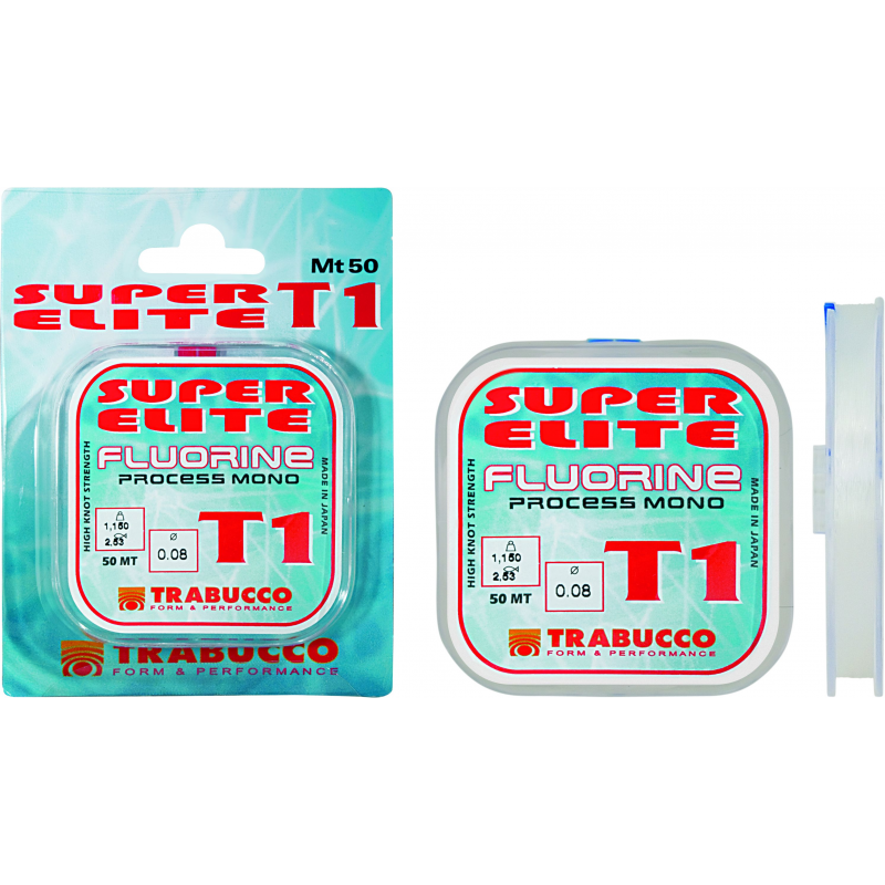 Fir monofilament Trabucco Super Elite Fluorine T1, Transparent, 0.10mm/1.7kg/50m