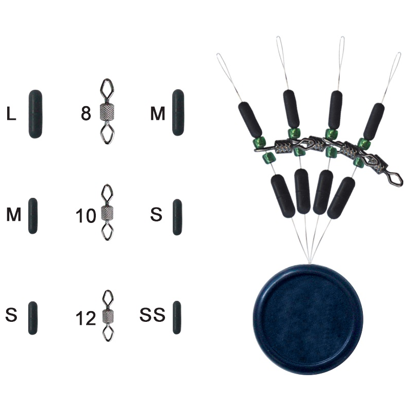 Set Trabucco Diamond Rolling W/Green Beads&Stoppers, Small, 4buc/plic