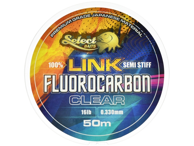 Fir fluorocarbon Select Baits 100% Link Semi-Stiff Fluorocarbon, Clear, 14lb/0.296mm/50m