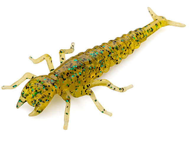 Larve FishUp Diving Bug, Culoare 036 Caramel Green & Black, 5cm, 8buc/plic