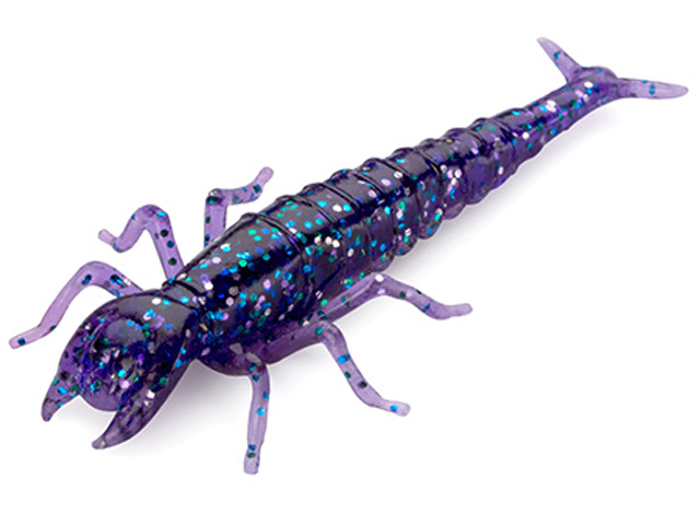 Larve FishUp Diving Bug, Culoare 060 Dark Violet Peacock & Silver, 5cm, 8buc/plic