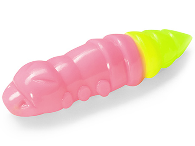 Larve FishUp Trout Series Pupa Cheese, Culoare 133 Bubble Gum Hot Chartreuse, 3.8cm, 8buc/plic