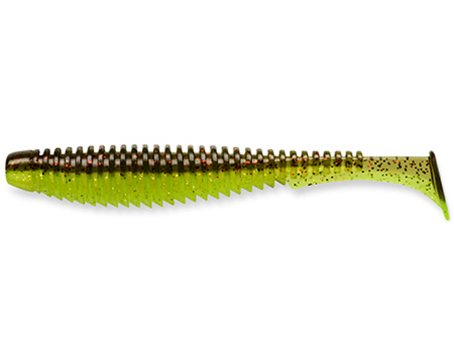 Shad FishUp U-Shad 4", Culoare 203 Green Pumpkin Flo Chartreuse, 10.1cm, 8buc/plic