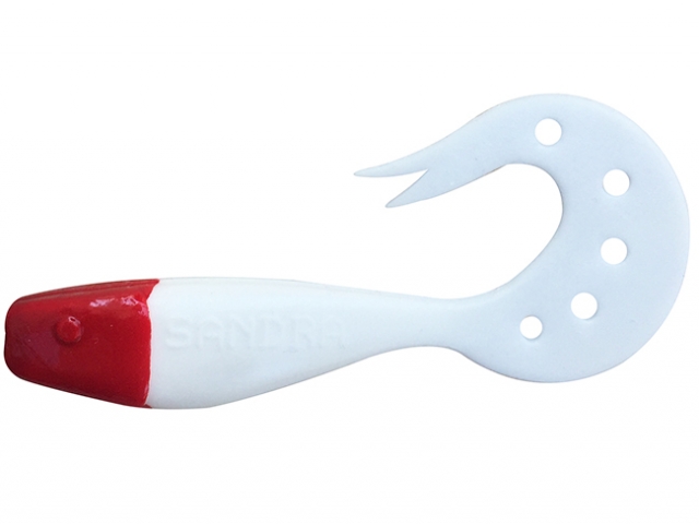Shad Delalande Sandra White Red Head, 12cm, 1buc/plic