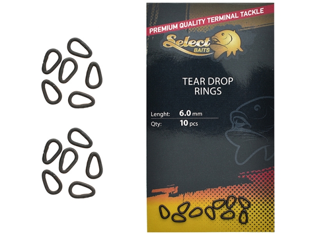 Inele metalice Select Baits Tear Drop Rings, 6mm, 10buc/plic
